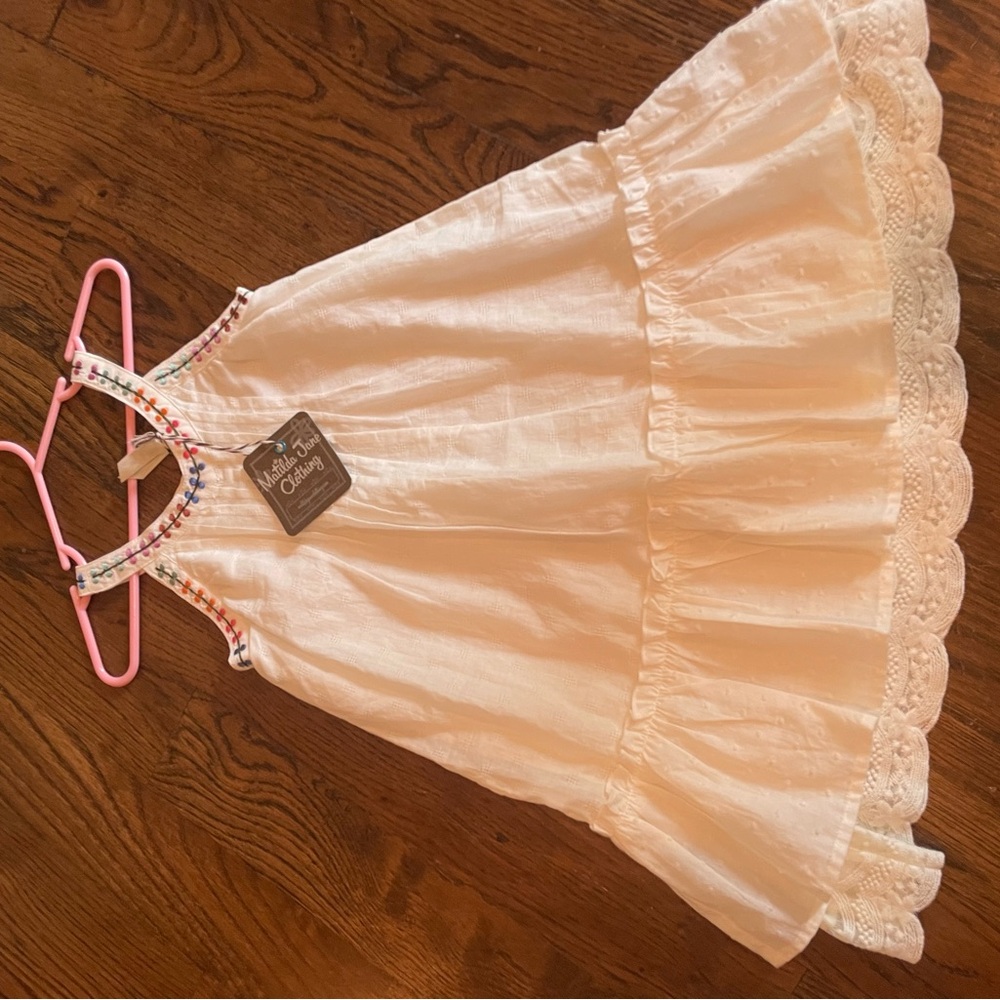 White Sleeveless Dress with Lace Trim